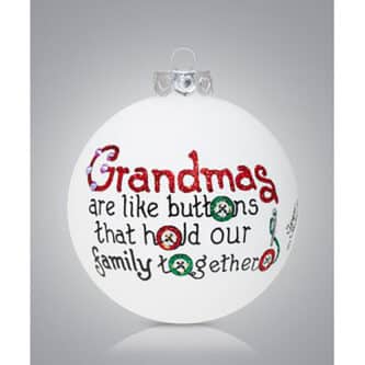 Grandmas Buttons Glass Ball Ornament Personalized