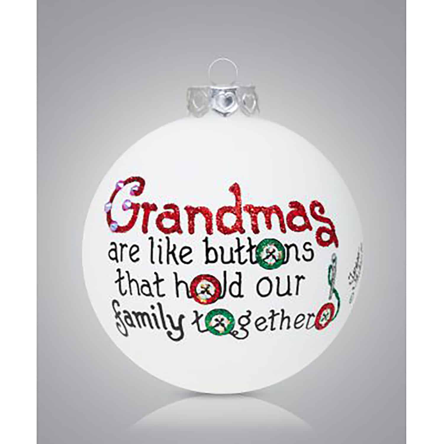 Grandmas Buttons Glass Ball Ornament Personalized
