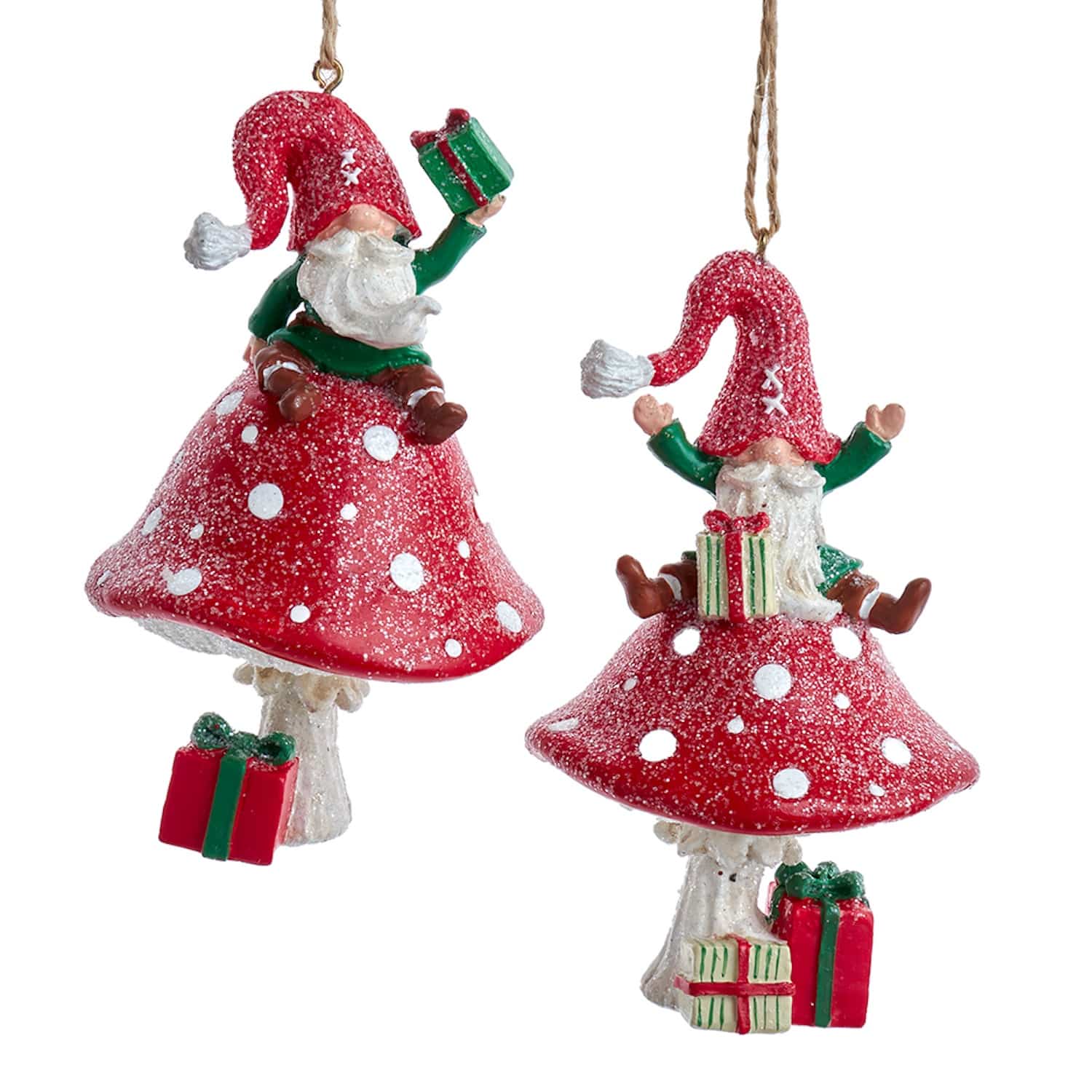 Happy Gnomes on Mushrooms Ornaments