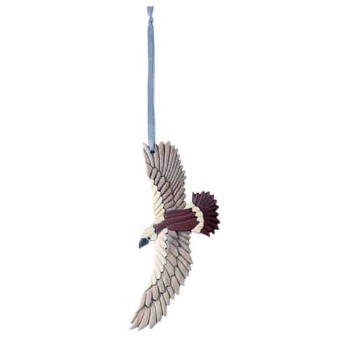 Hawk Intarsia Wooden Ornament