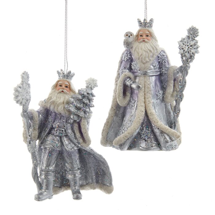 Lavender Elegant Santa Ornaments