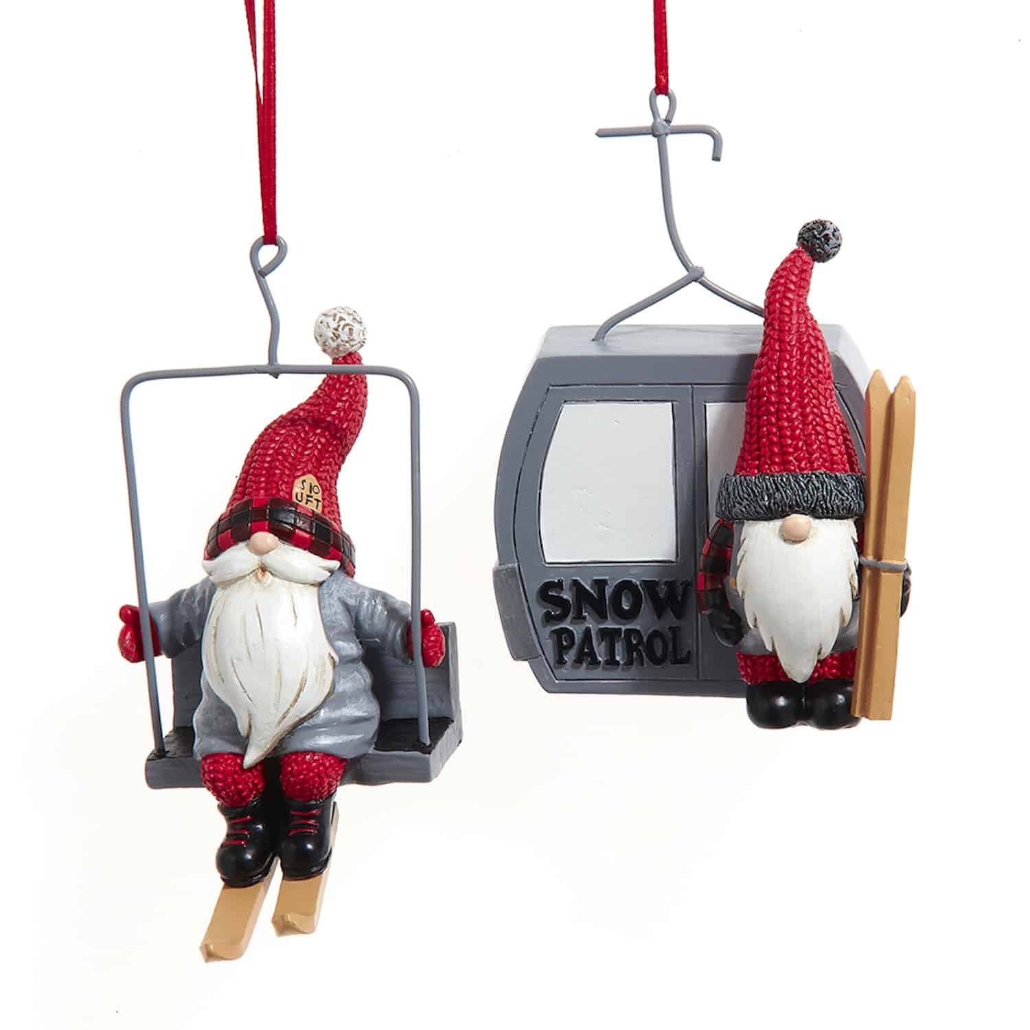 Lodge Skiing Gnomes Ornaments