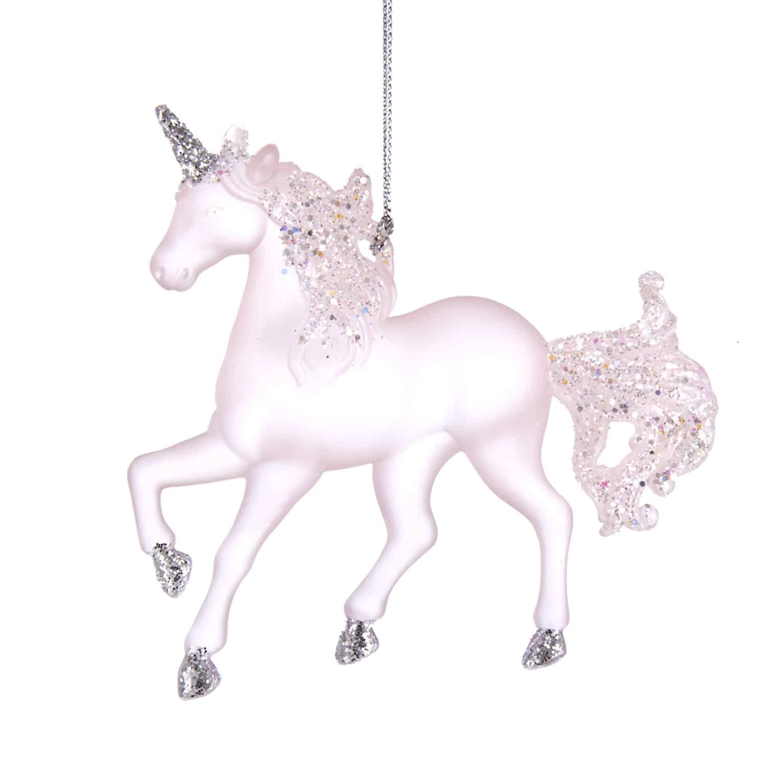 Matt Pink Unicorn with Glitter Ornament