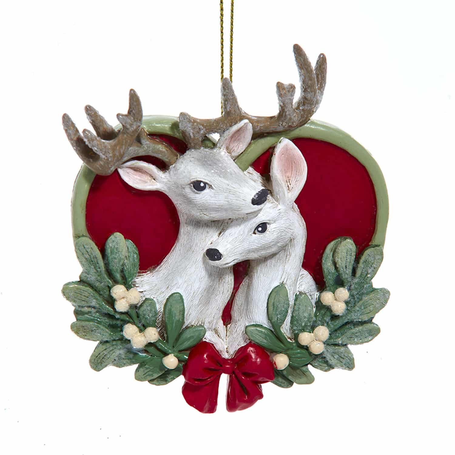 Mistletoe Deer Couple Ornament