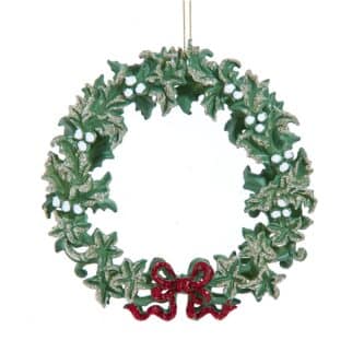Mistletoe Red Bow Wreath Ornament