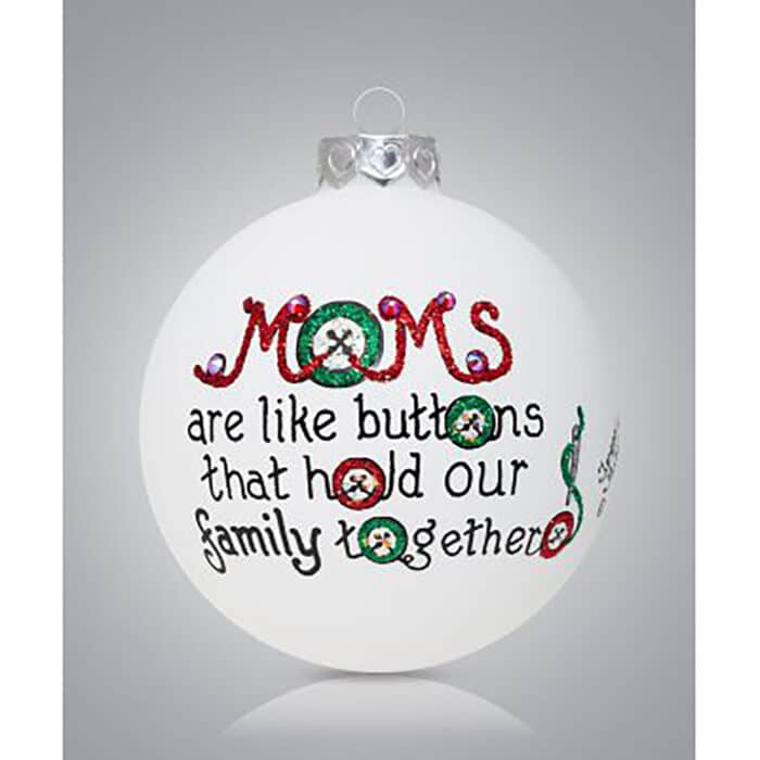 Mom Buttons Glass Ball Ornament Personalized