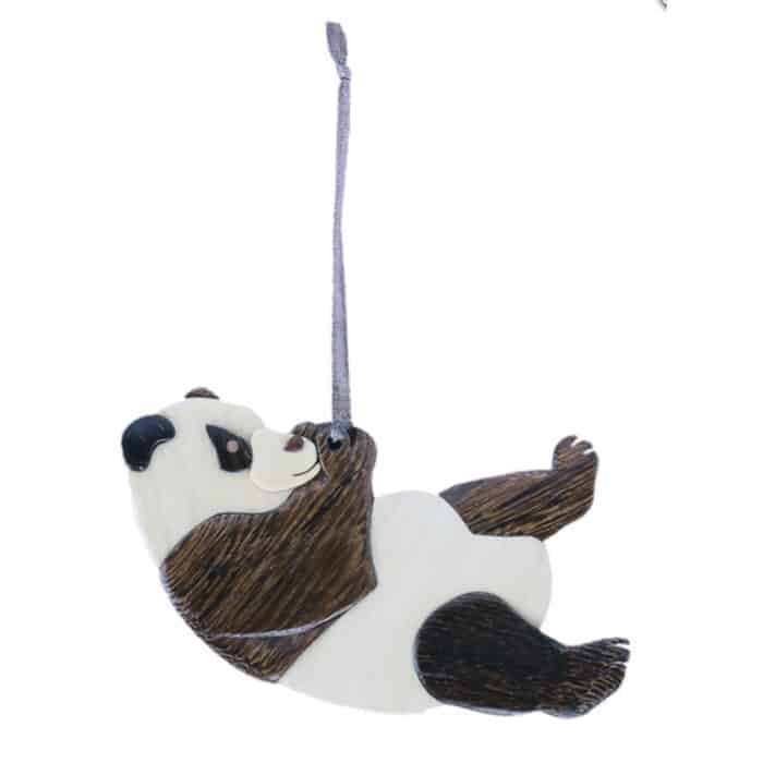 Panda Bear Intarsia Wooden Ornament