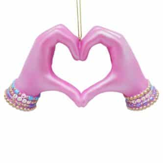 Pink Electroplated Heart Hands Ornament