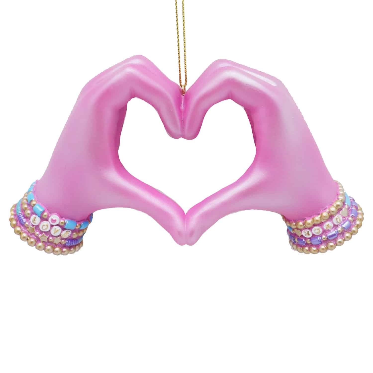 Pink Electroplated Heart Hands Ornament
