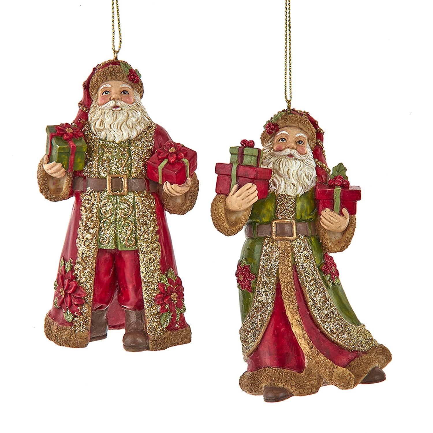 Red and Olive Elegant Santa Ornaments