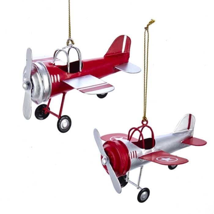 Red and Silver Airplane Ornaments