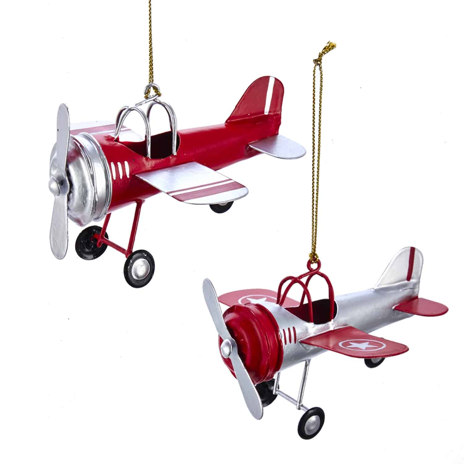 Red and Silver Airplane Ornaments