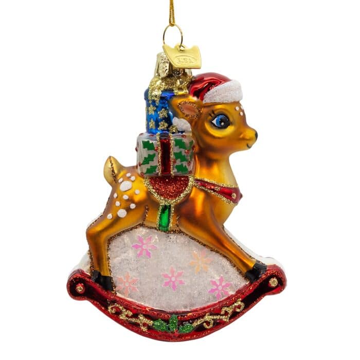 Rocking Holiday Reindeer Ornament Front