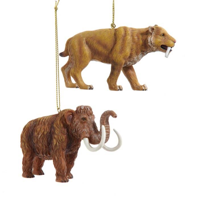 Sabertooth Tiger or Wooly Mammoth Ornaments