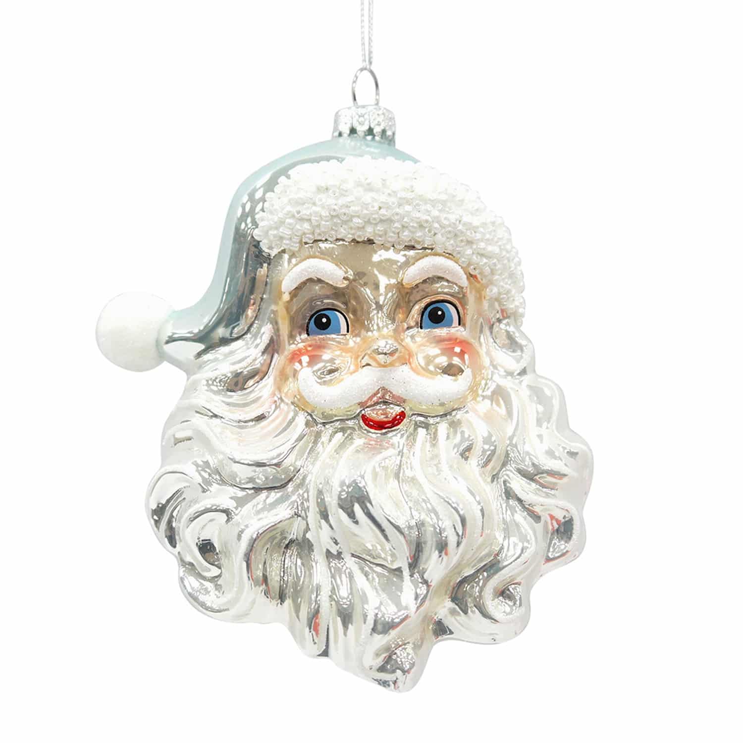 Santa Face with Blue Hat Ornament