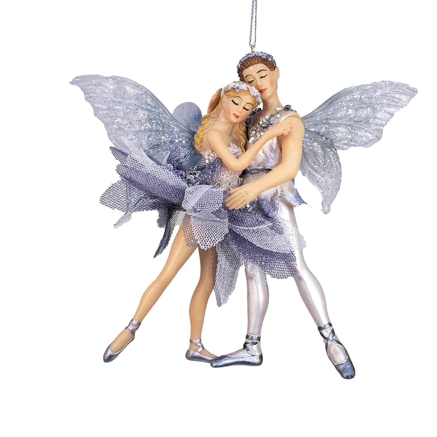 Silver Fairy Ballet Couple Ornament