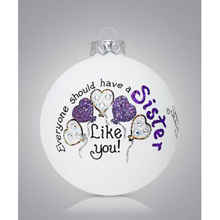 Sister Balloons Glass Ball Ornament Personalized