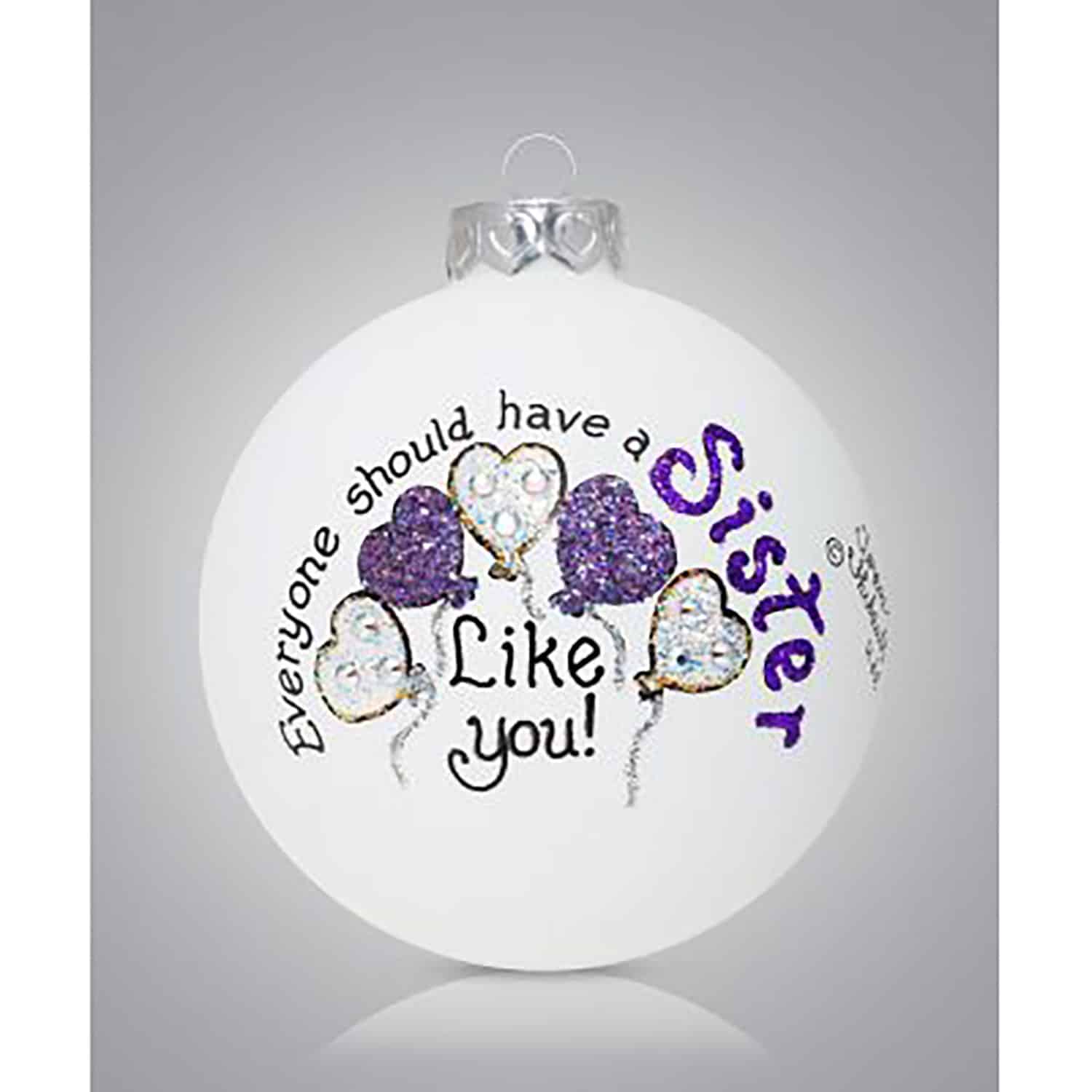 Sister Balloons Glass Ball Ornament Personalized