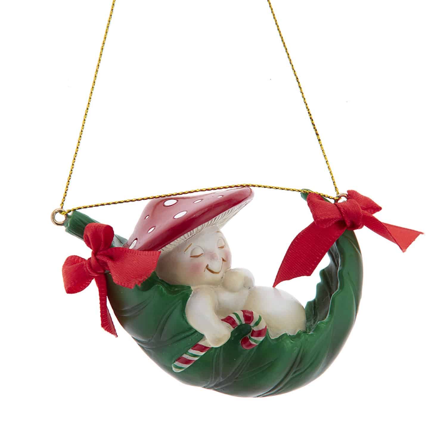 Sleeping on a Leaf Merry Little Mushroom Ornament