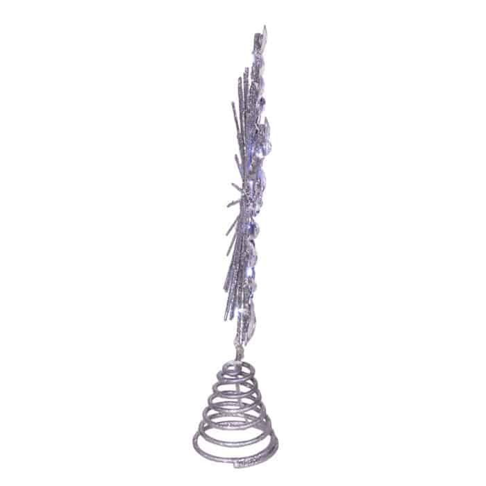 Snowflake Silver Glittered Tree Topper Side