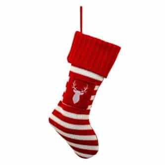 Striped Knit Deer Stocking