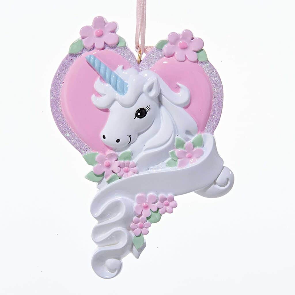 Unicorn Heart Ornament Personalize