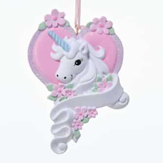 Unicorn Heart Ornament Personalize