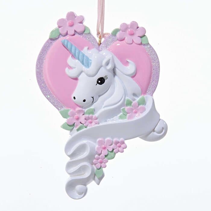 Unicorn Heart Ornament Personalize