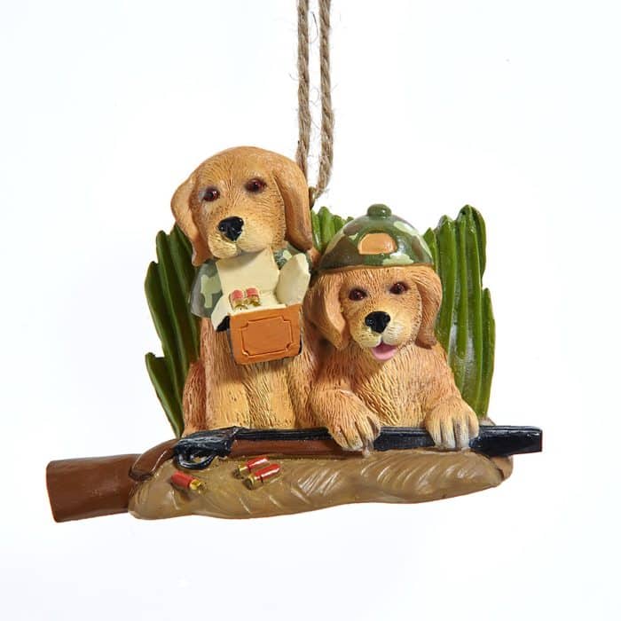 Yellow Lab Hunter Puppies Ornaments
