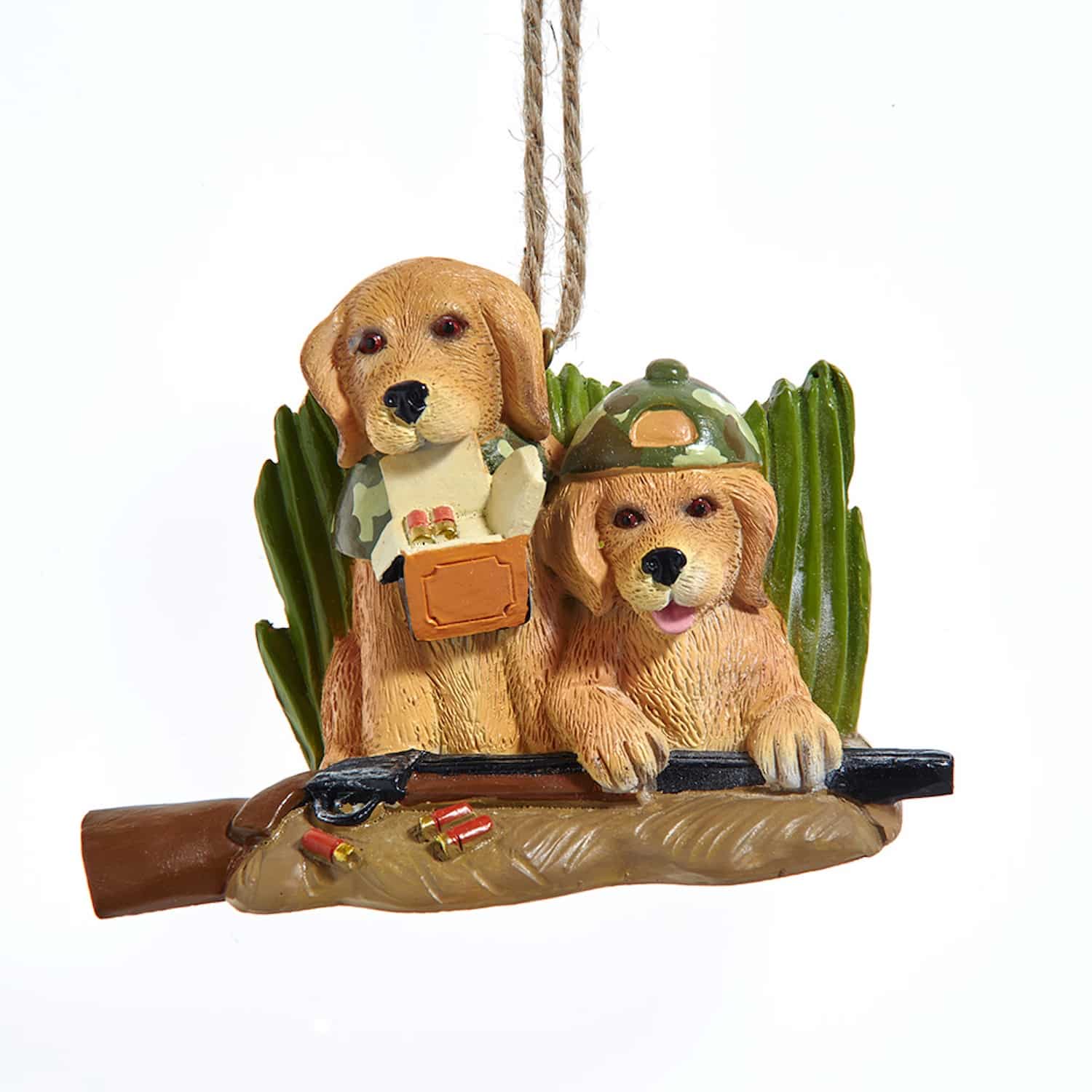 Yellow Lab Hunter Puppies Ornaments