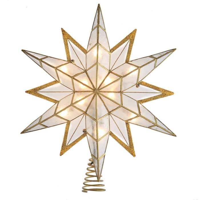 Capiz Shell Star with Gold Glitter Tree Topper