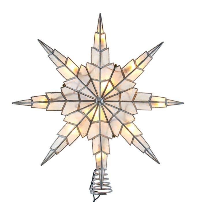 Capiz Silver Trim Star Tree Topper