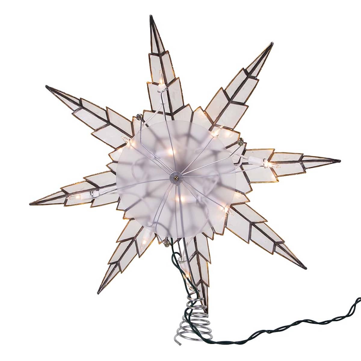 Capiz Silver Trim Star Tree Topper Back