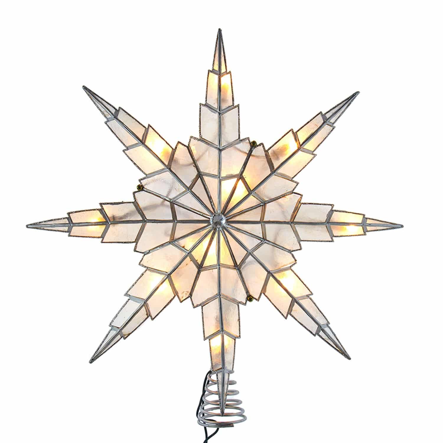 Capiz Silver Trim Star Tree Topper
