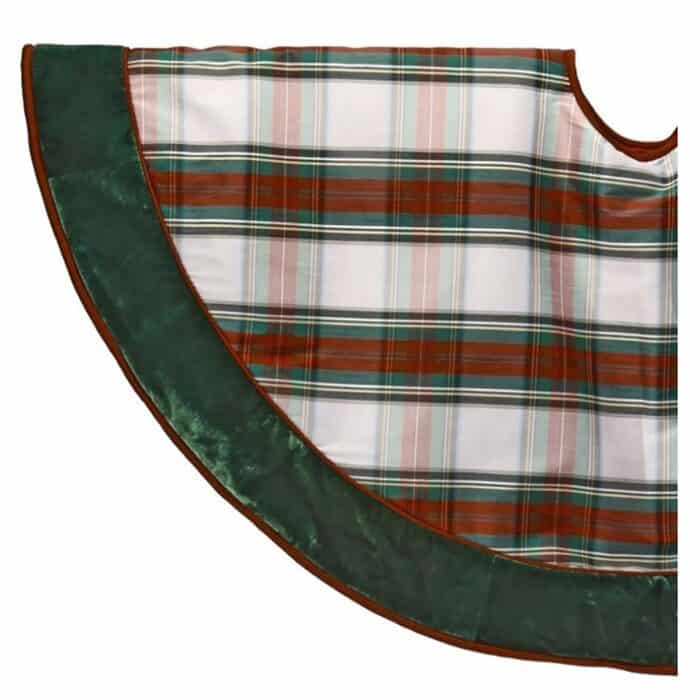 Christmas Plaid Velvet Trim Tree Skirt 54