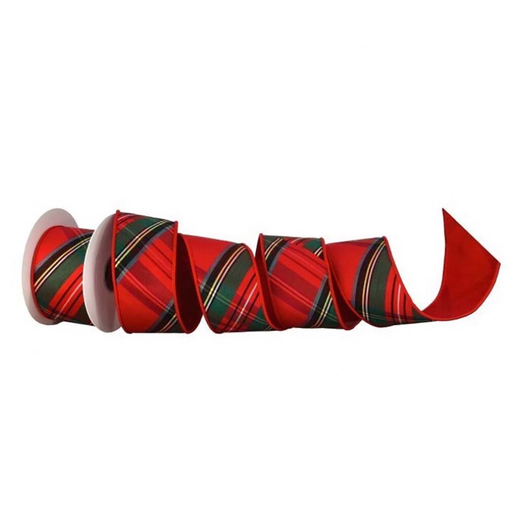 Diagonal Cut Plaid Dupion Ribbon 25