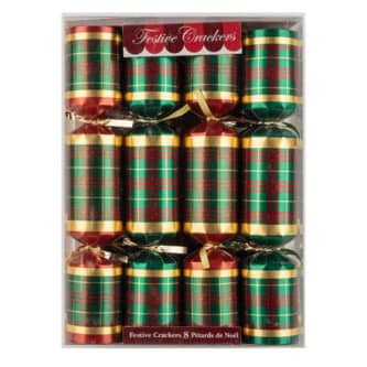 Festive Plaid Foil Christmas Crackers