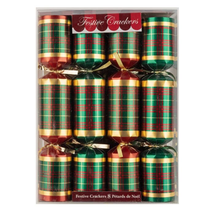 Festive Plaid Foil Christmas Crackers