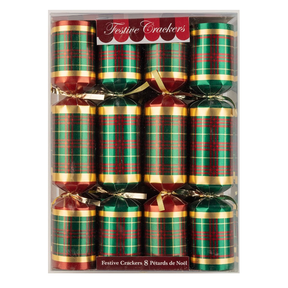 Festive Plaid Foil Christmas Crackers