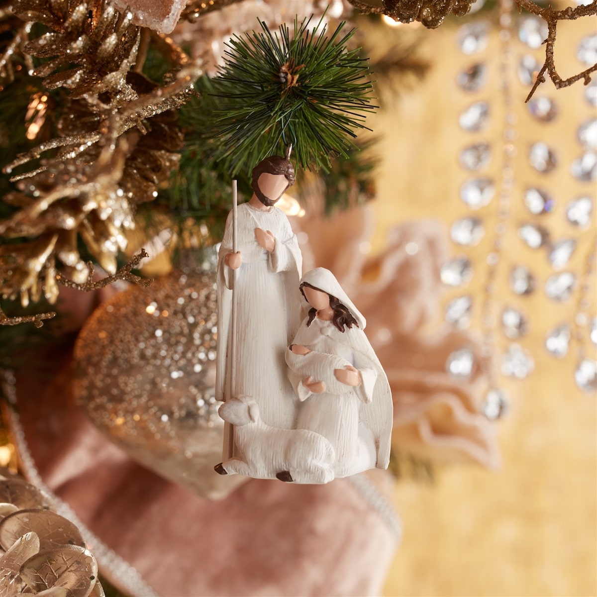 Holy Family with Lamb Ornament Glam