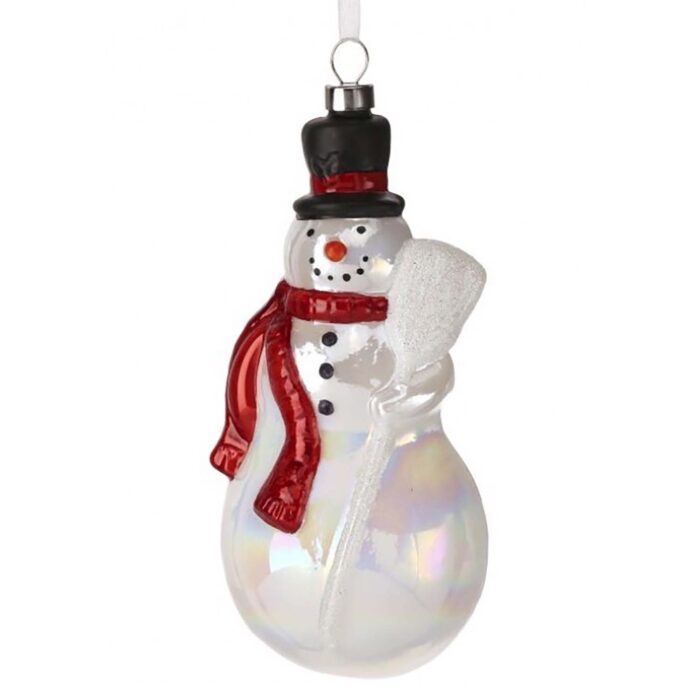 Iridescent Top Hat Snowman Ornament