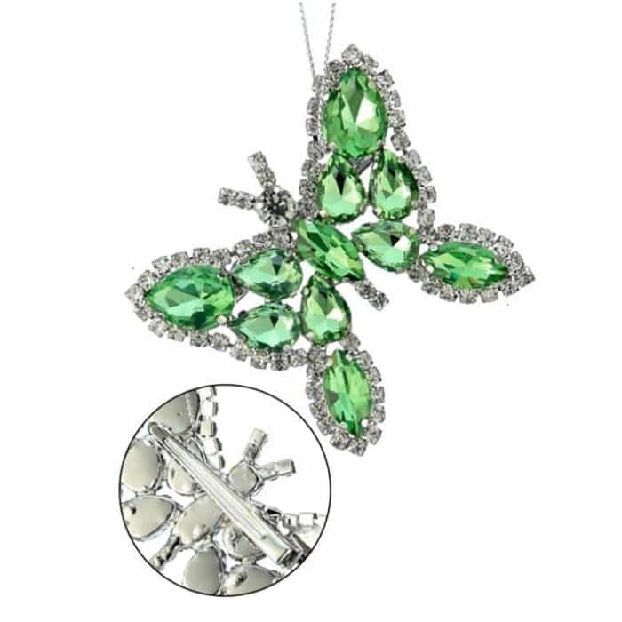Jeweled Butterfly Clip Ornament Green