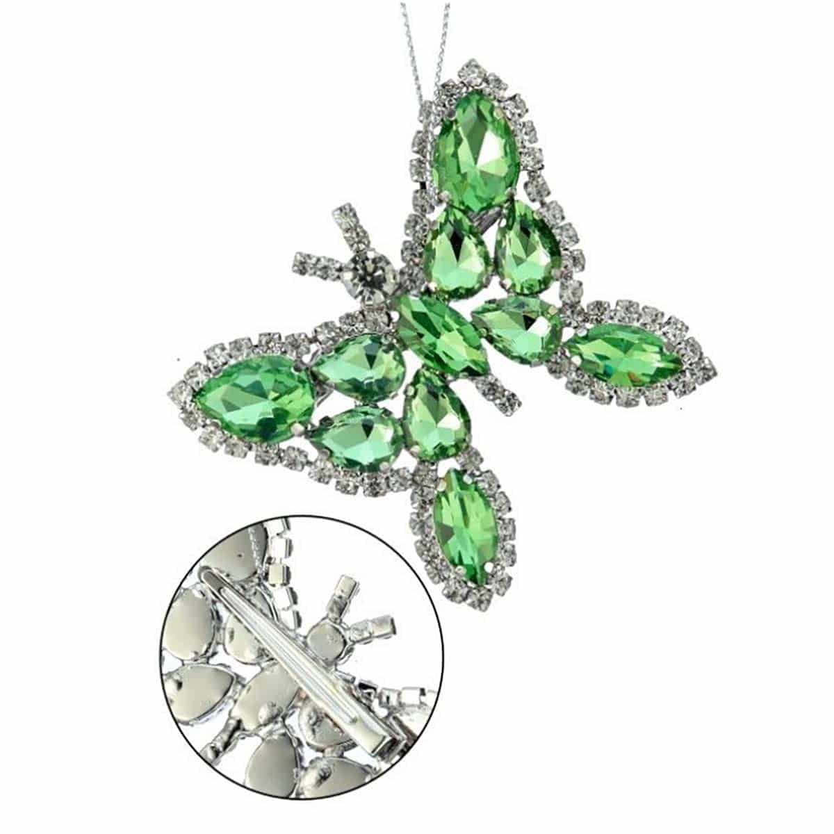 Jeweled Butterfly Clip Ornament Green