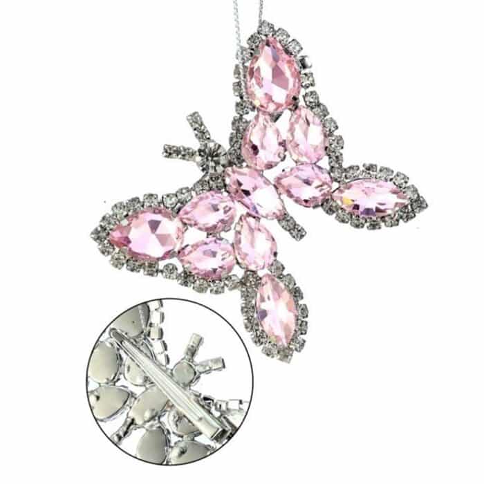 Jeweled Butterfly Clip Ornament Pink