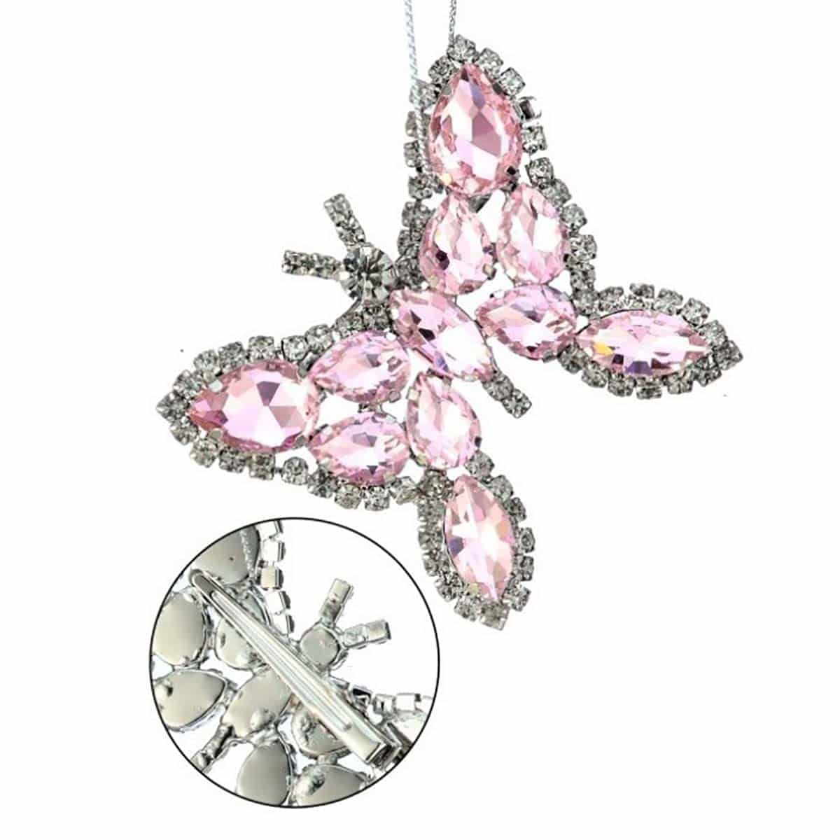 Jeweled Butterfly Clip Ornament Pink