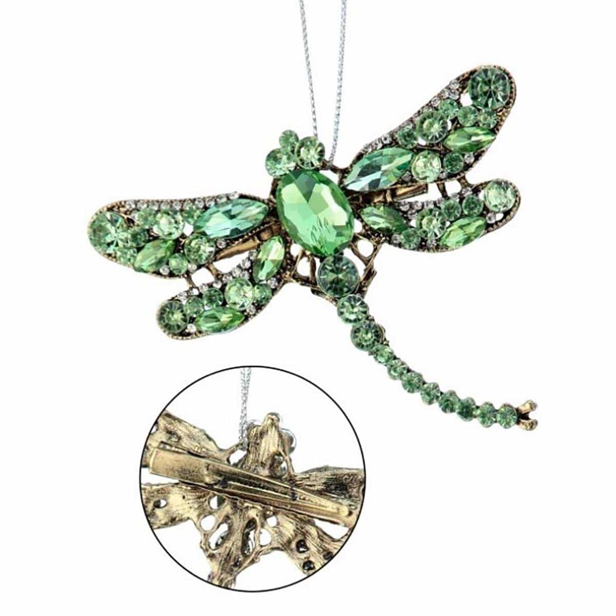 Jeweled Dragonfly Clip Ornament Green