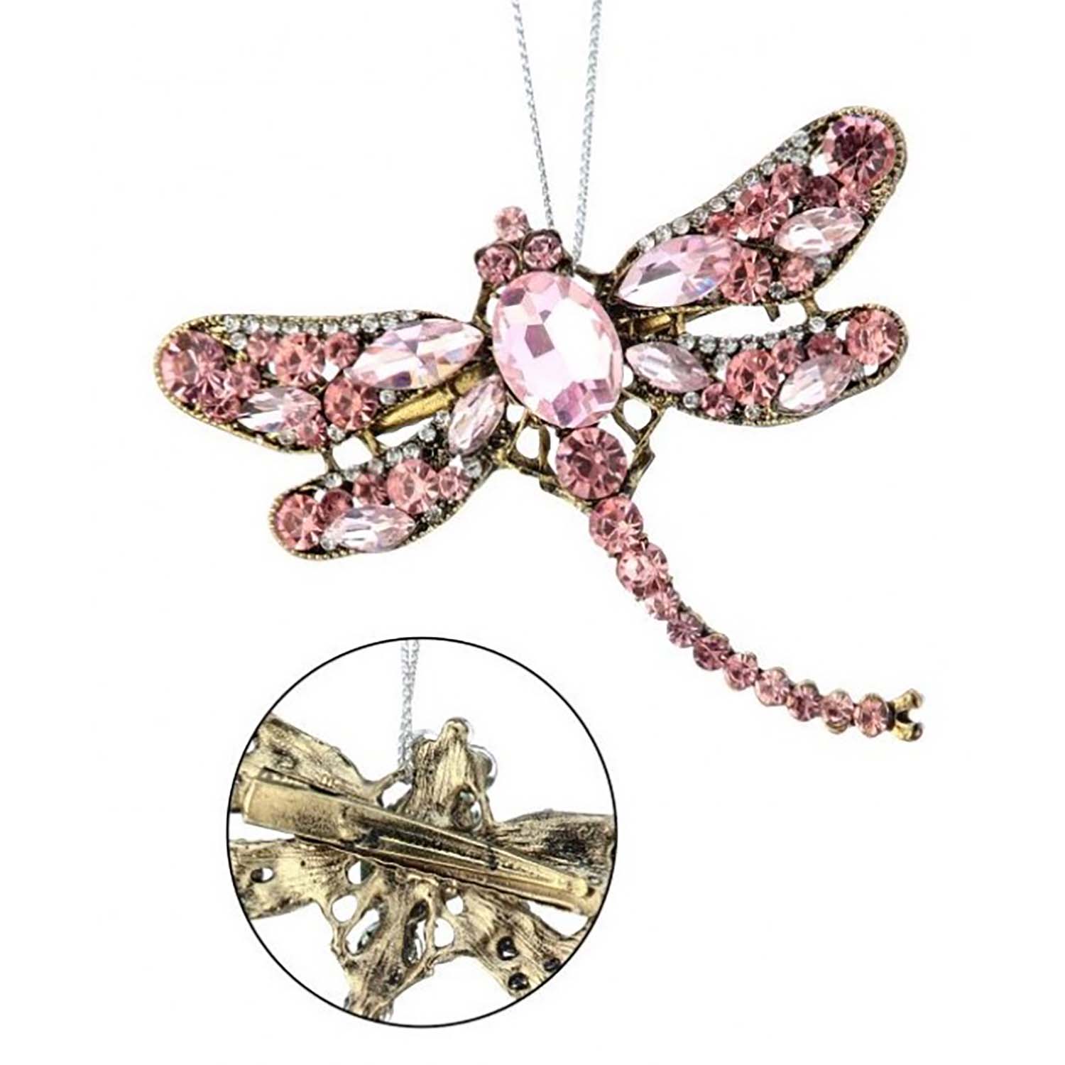 Jeweled Dragonfly Clip Ornament Pink