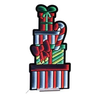 Package Stack and Candy Cane Infinity Lit Decor