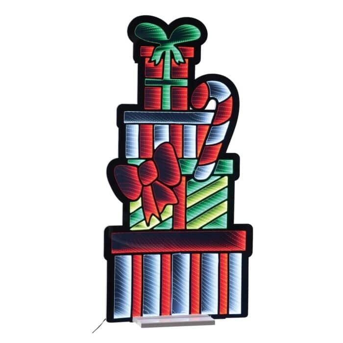 Package Stack and Candy Cane Infinity Lit Decor