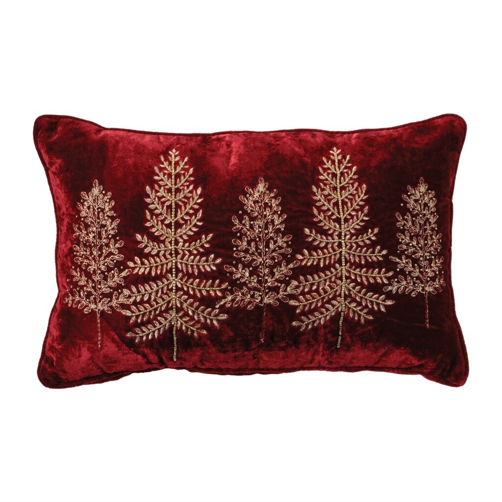 Pine Tree Embroidery and Bead Pillow